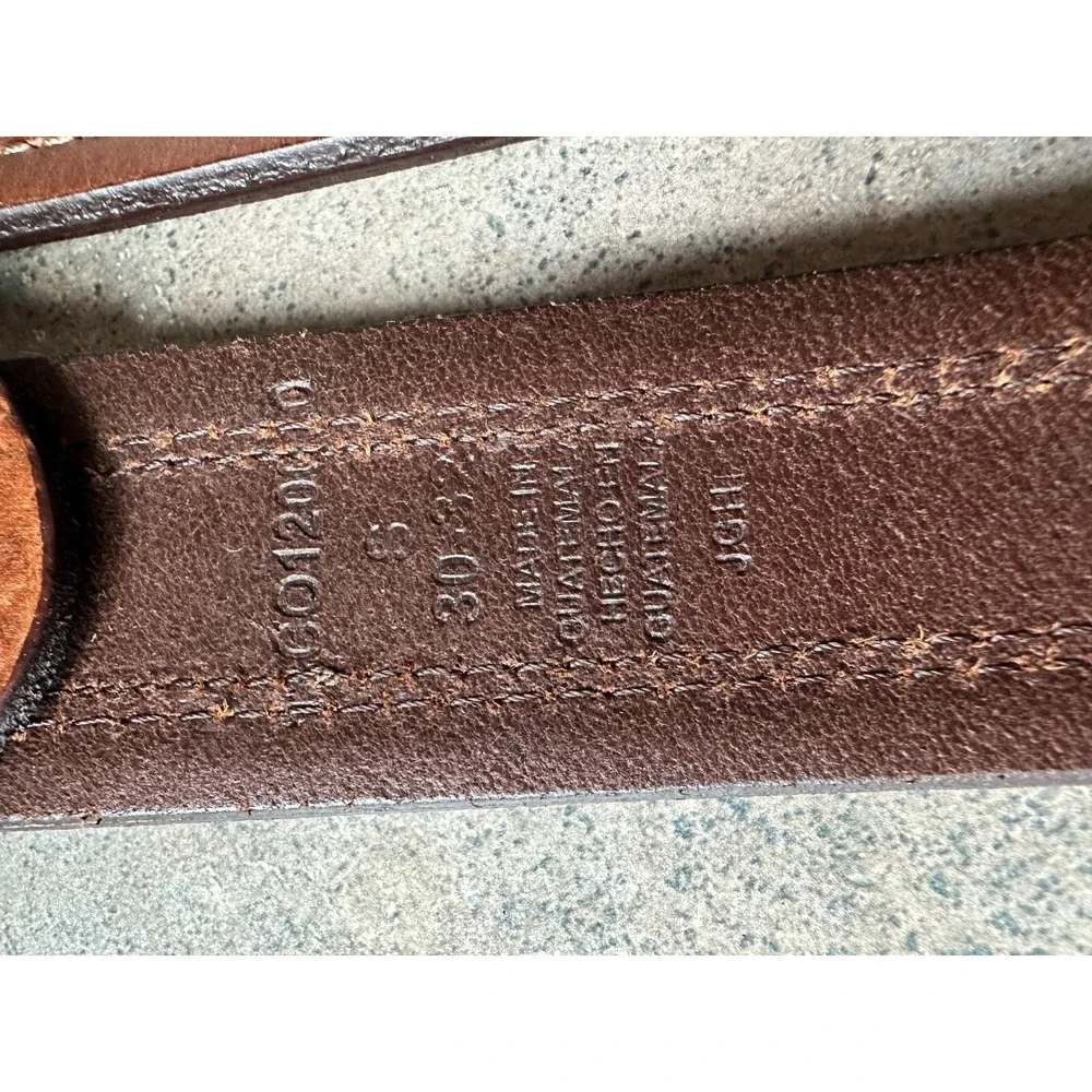 Columbia Mens Belt Size 30-32 Brown Leather Size Logo Everyday Casual Dress Wear